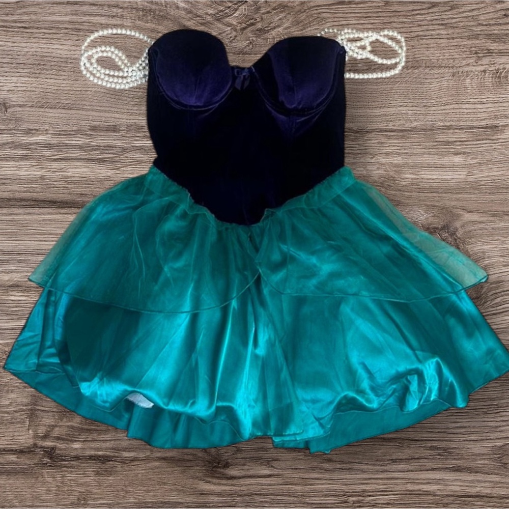 Velvet and Satin Strapless Dress